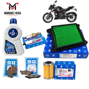 Kit de Afinación Original Bajaj Pulsar N250 | N160 Filtro de Aire, Filtro de Aceite, Bujías y Aceite Bajaj 20W50
