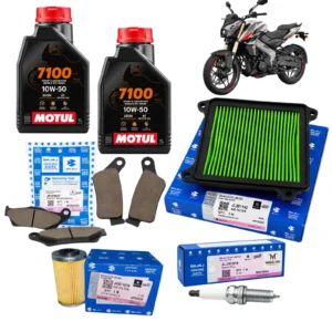 Kit de Afinación Original Bajaj Pulsar NS400Z | Filtro de Aire, Filtro de Aceite, Bujía, Balatas y Aceite Motul 7100 Sintético 10W50
